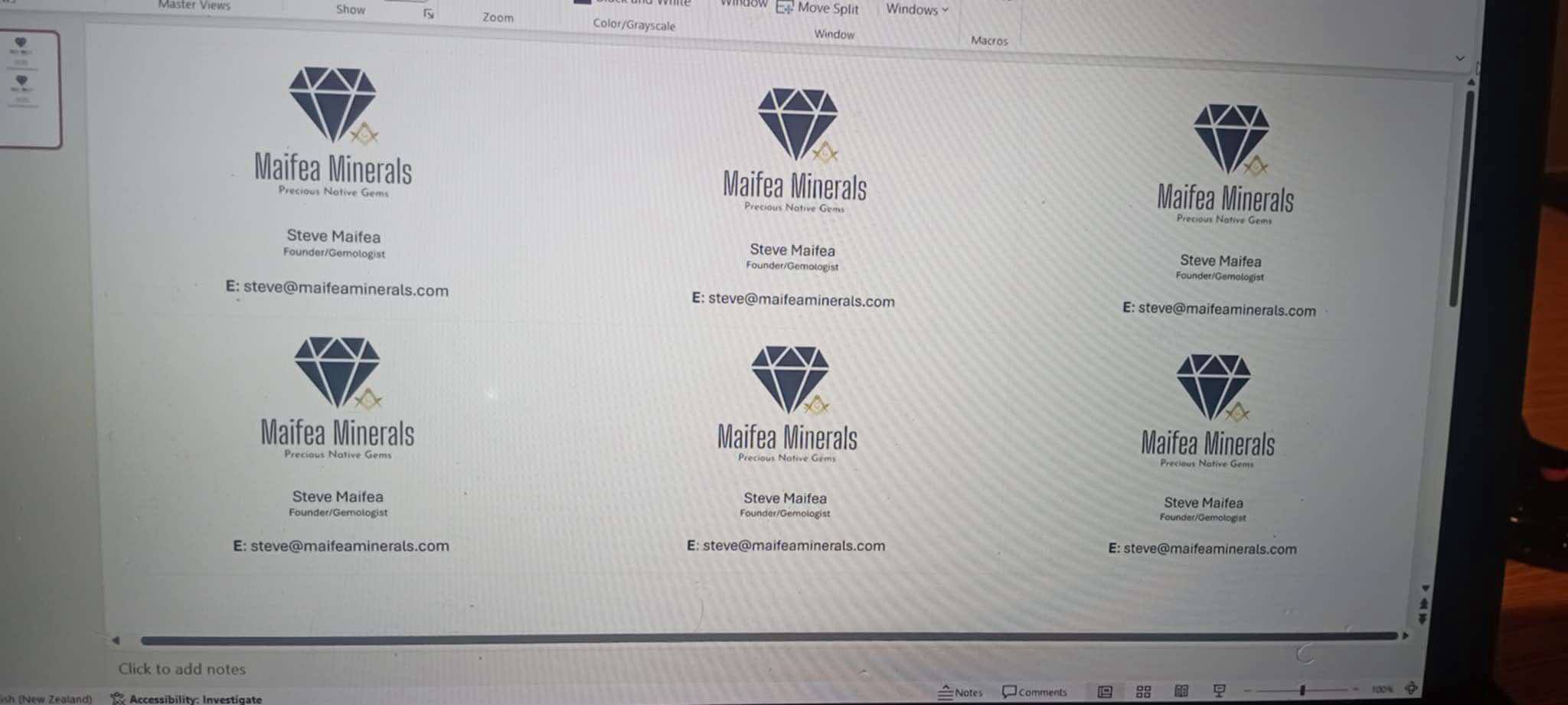 Maifea Minerals Business Card